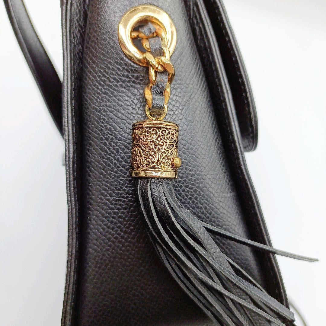 Valentino Garavani Shoulder Bag Purse Logo Leather Black Authentic