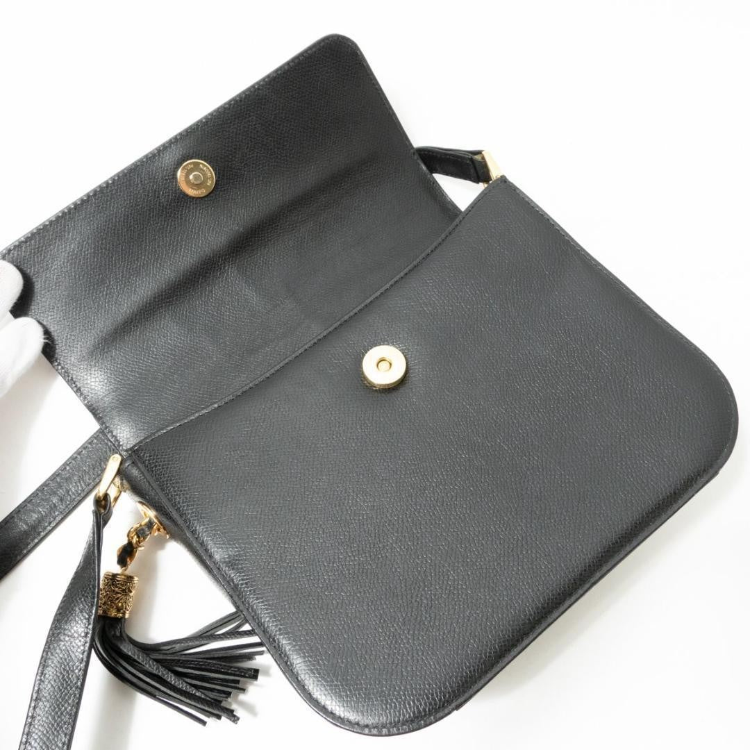Valentino Garavani Shoulder Bag Purse Logo Leather Black Authentic
