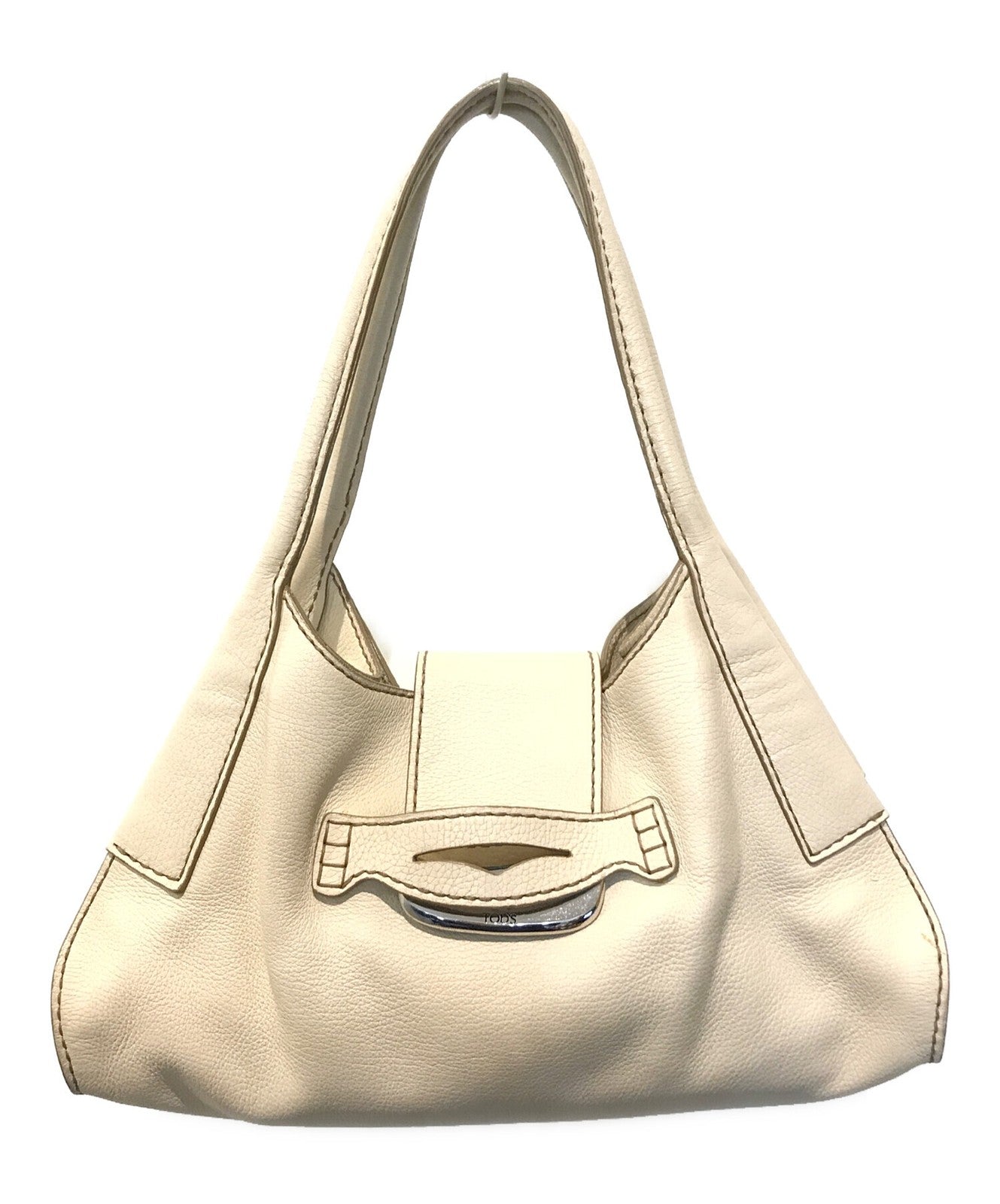 TOD'S Hand Bag Tote Purse Beige Authentic