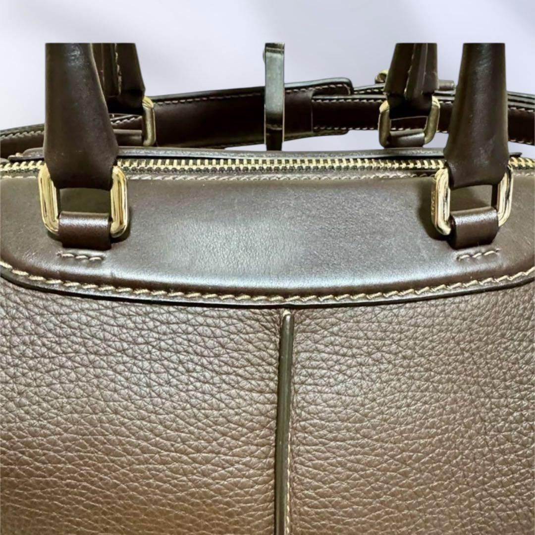 TOD'S Hand Shoulder Bag Tote Purse 2way Leather Brown Authentic