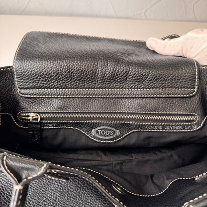 TOD'S Hand Bag Tote Purse Leather Black Authentic