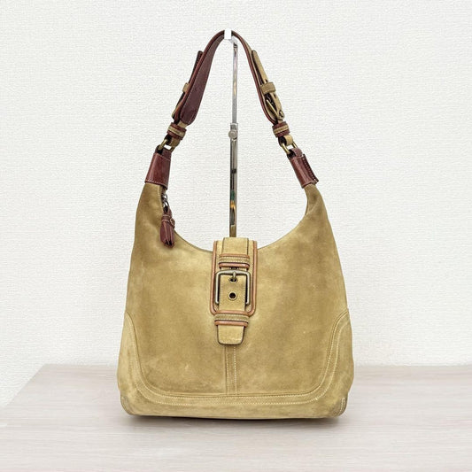 COACH Bolso de Hombro Cartera Hampton Hobo Gamuza Beige Auténtico