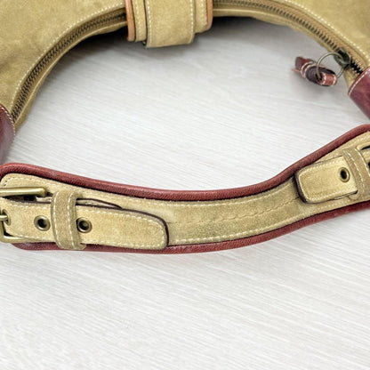 COACH Bolso de Hombro Cartera Hampton Hobo Gamuza Beige Auténtico