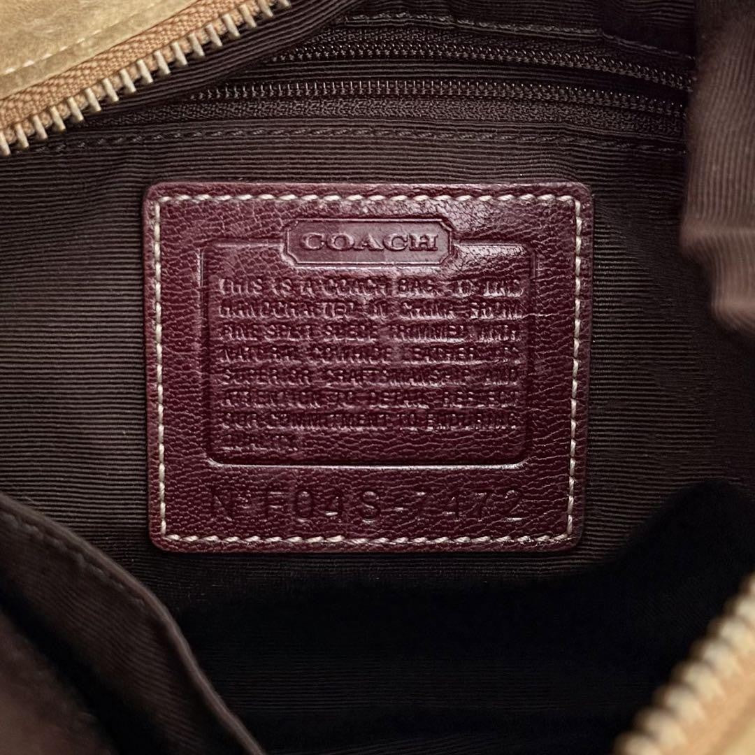 COACH Bolso de Hombro Cartera Hampton Hobo Gamuza Beige Auténtico