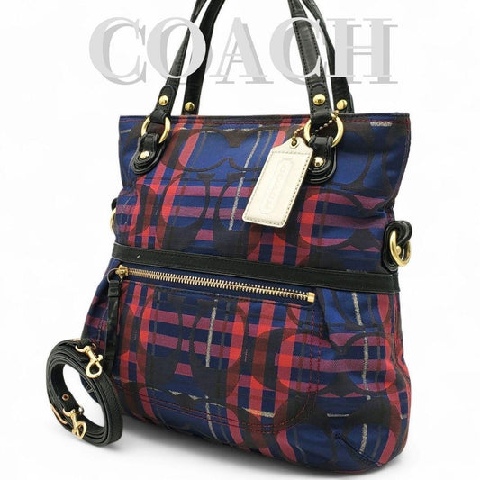 COACH Hand Shoulder Bag Tote Purse 2way Signature 21139 Authentic