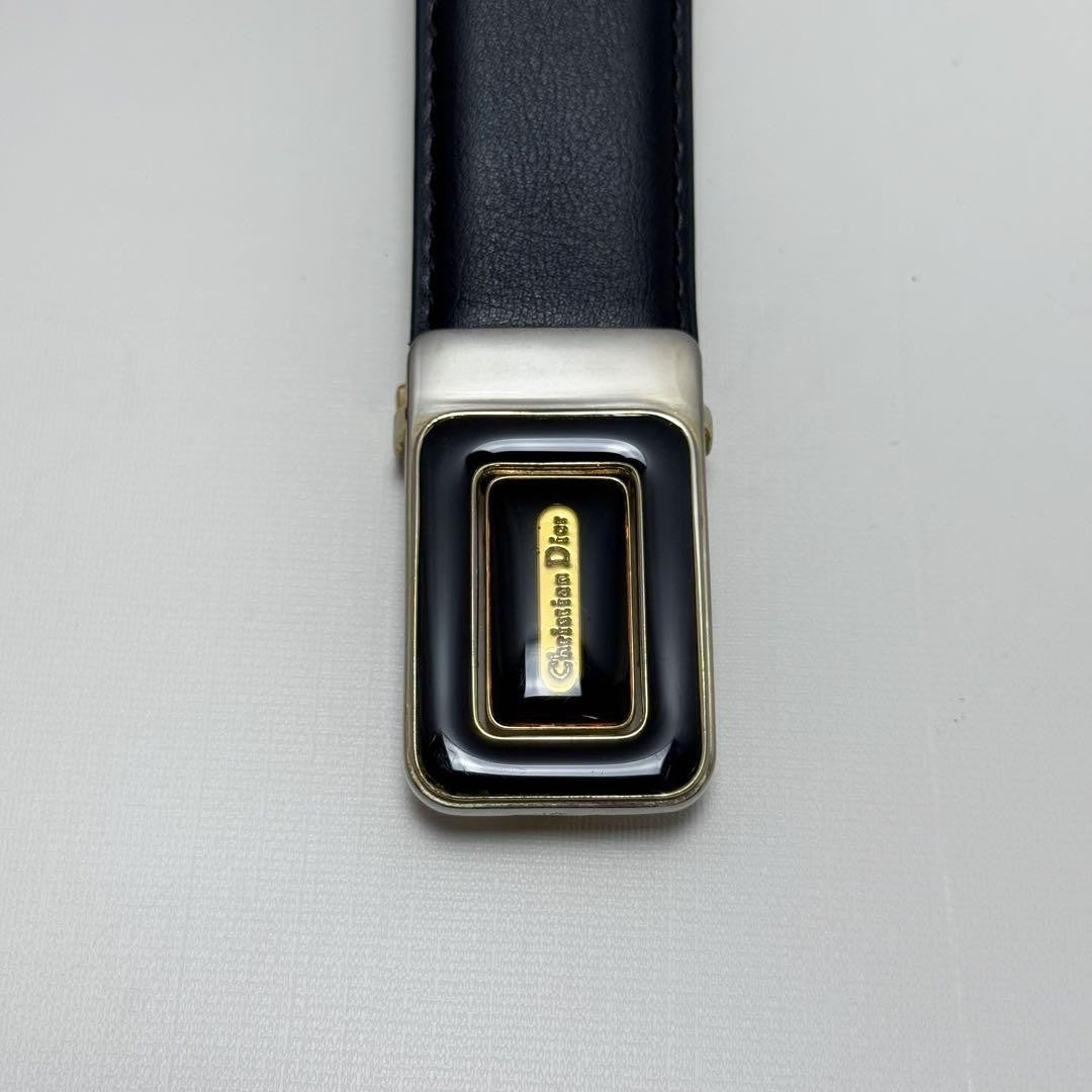 Cintura uomo Christian Dior logo pelle oro nero autentica
