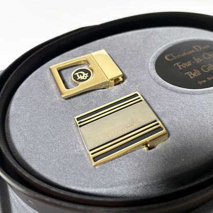 Christian Dior Herren Gürtel Logo Leder Schwarz Braun Authentisch
