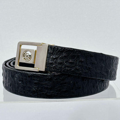 Christian Dior Hombres Cinturón Logo Cuero Negro Auténtico