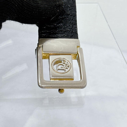 Christian Dior Hombres Cinturón Logo Cuero Negro Auténtico