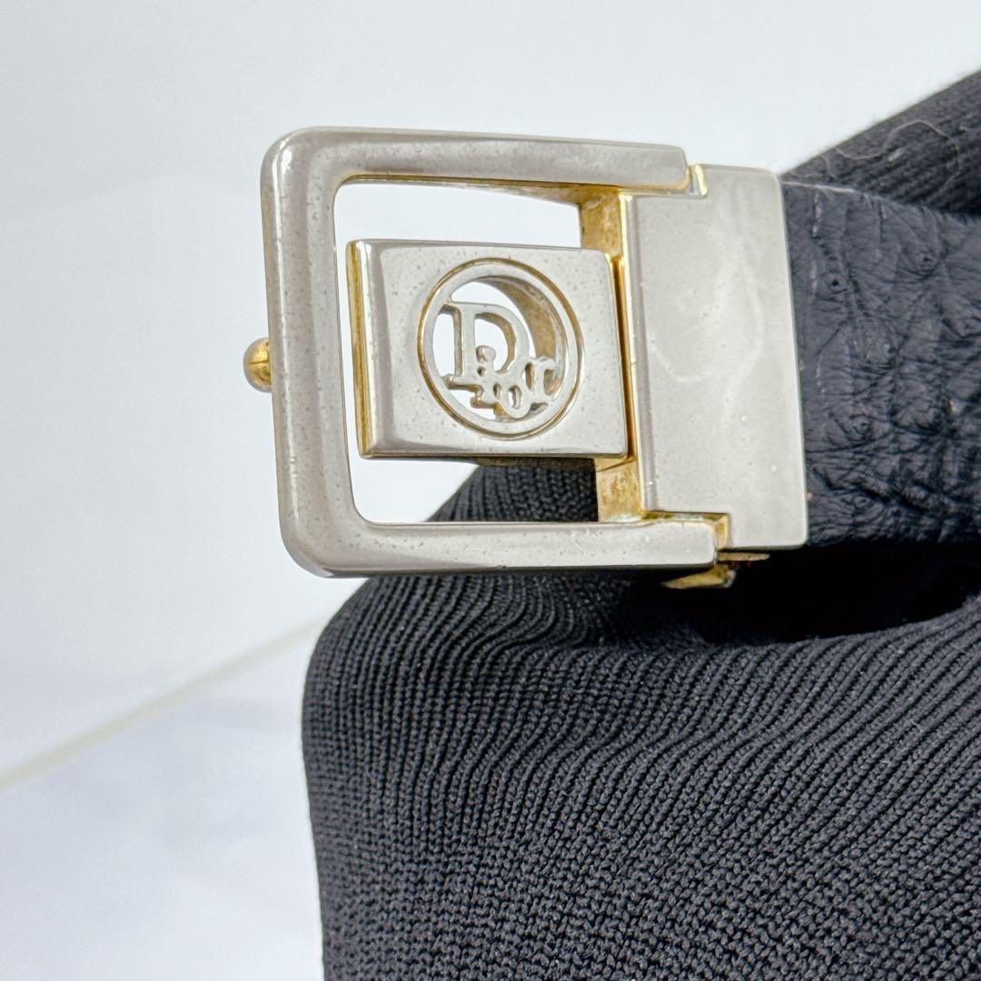 Christian Dior Men's Belt Logo Leather Black Authentic