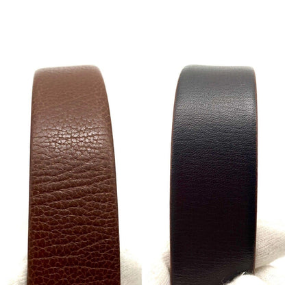 Christian Dior Unisex Belt CD Leather Brown Silver Authentic