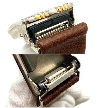 Christian Dior Unisex Belt CD Leather Brown Silver Authentic