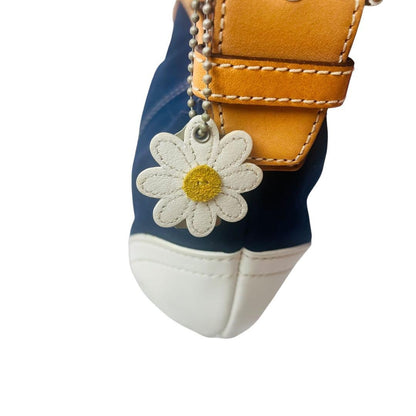 Borsa a tracolla Coach borsa tela pelle blu navy bianca autentica