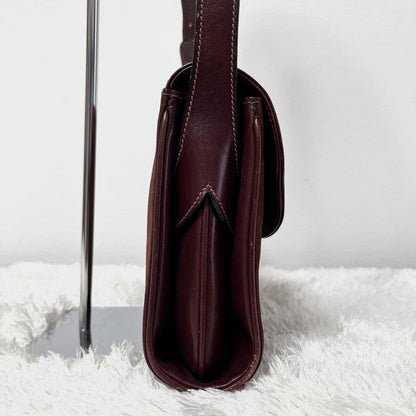 GUCCI Shoulder Bag Purse Old Suede Leather Wine Red Authentic