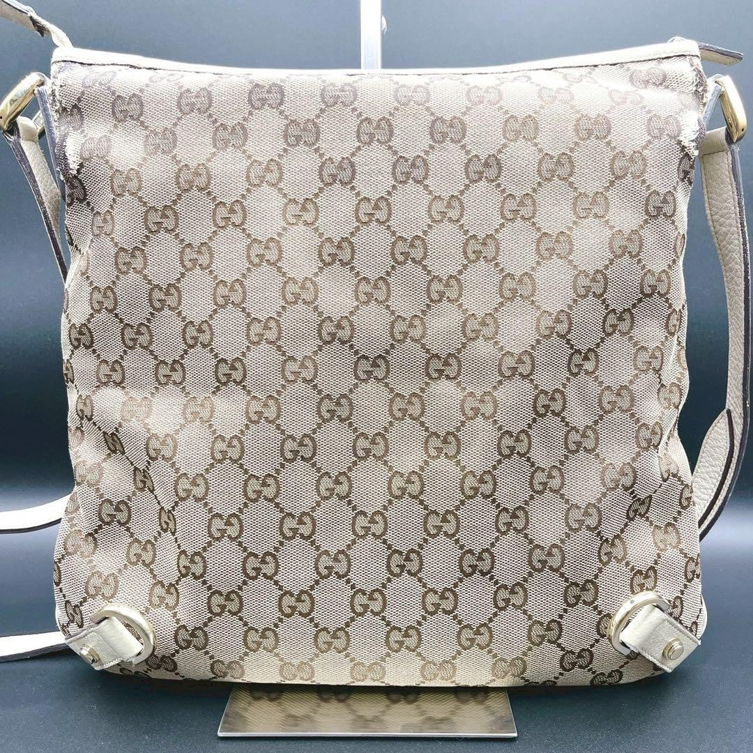 GUCCI Shoulder Bag Purse GG Canvas Leather Authentic