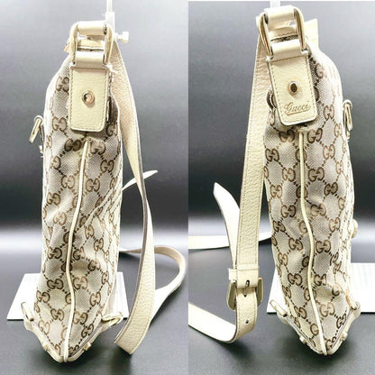 GUCCI Shoulder Bag Purse GG Canvas Leather Authentic