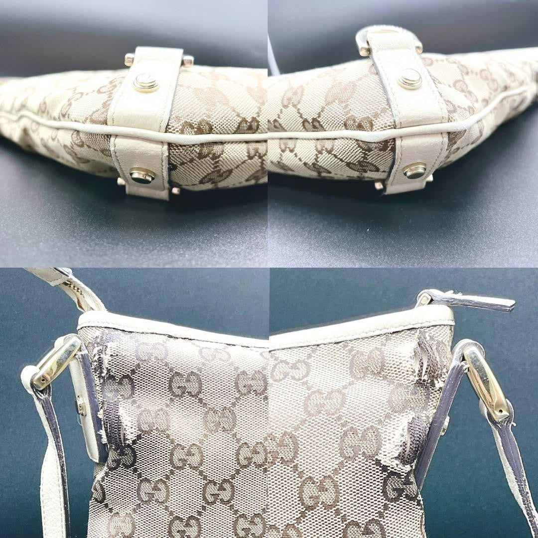 GUCCI Shoulder Bag Purse GG Canvas Leather Authentic