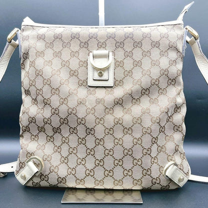 GUCCI Shoulder Bag Purse GG Canvas Leather Authentic