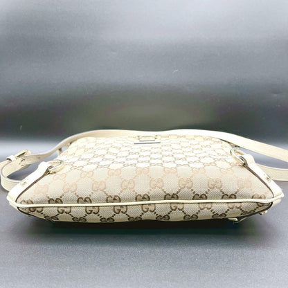 GUCCI Shoulder Bag Purse GG Canvas Leather Authentic
