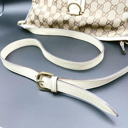 GUCCI Shoulder Bag Purse GG Canvas Leather Authentic