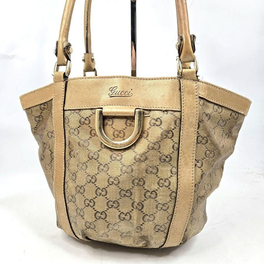 GUCCI Hand Bag Tote Purse GG Leather Authentic