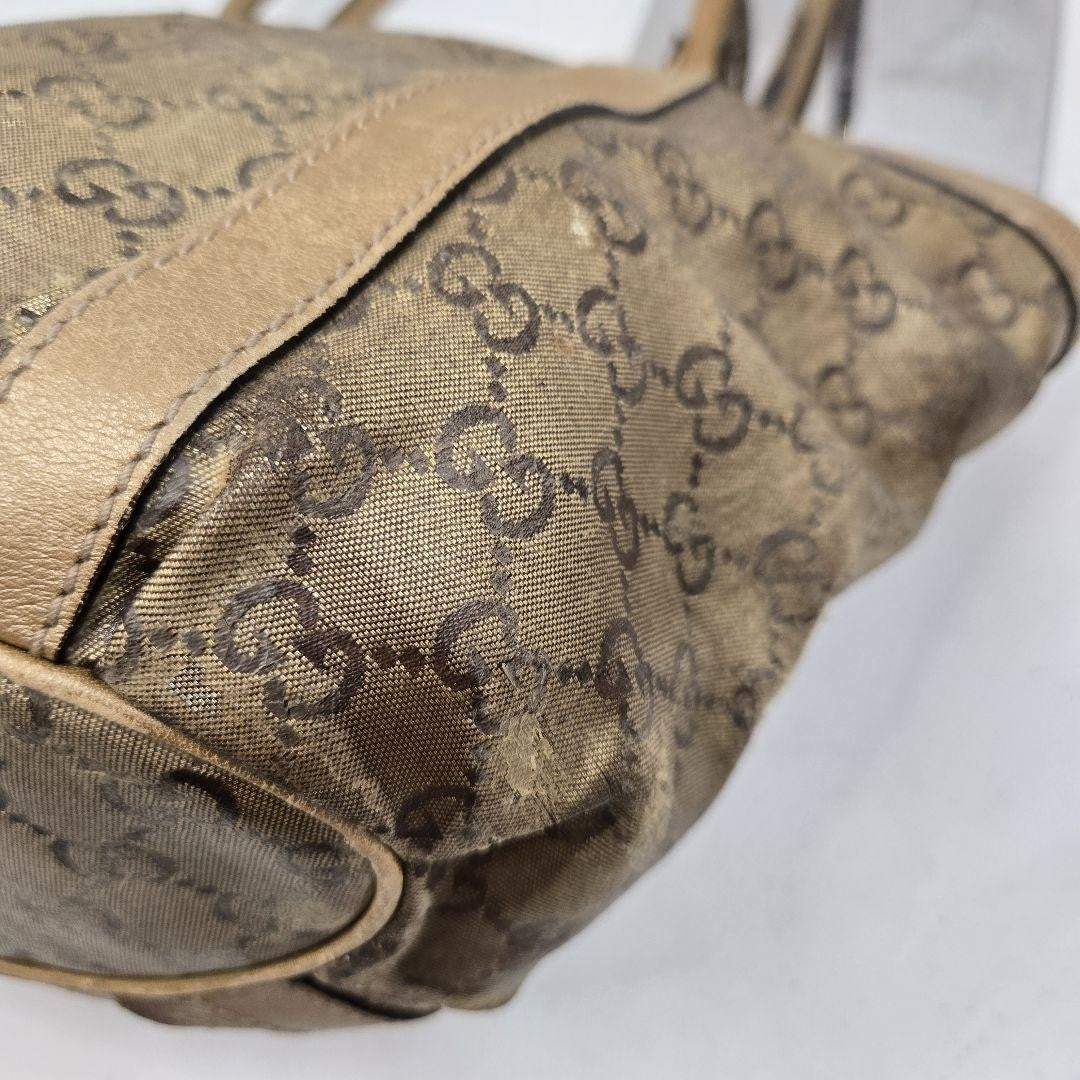 GUCCI Hand Bag Tote Purse GG Leather Authentic