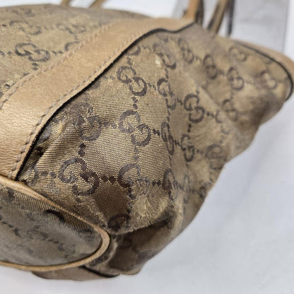GUCCI Hand Bag Tote Purse GG Leather Authentic
