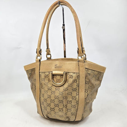GUCCI Hand Bag Tote Purse GG Leather Authentic