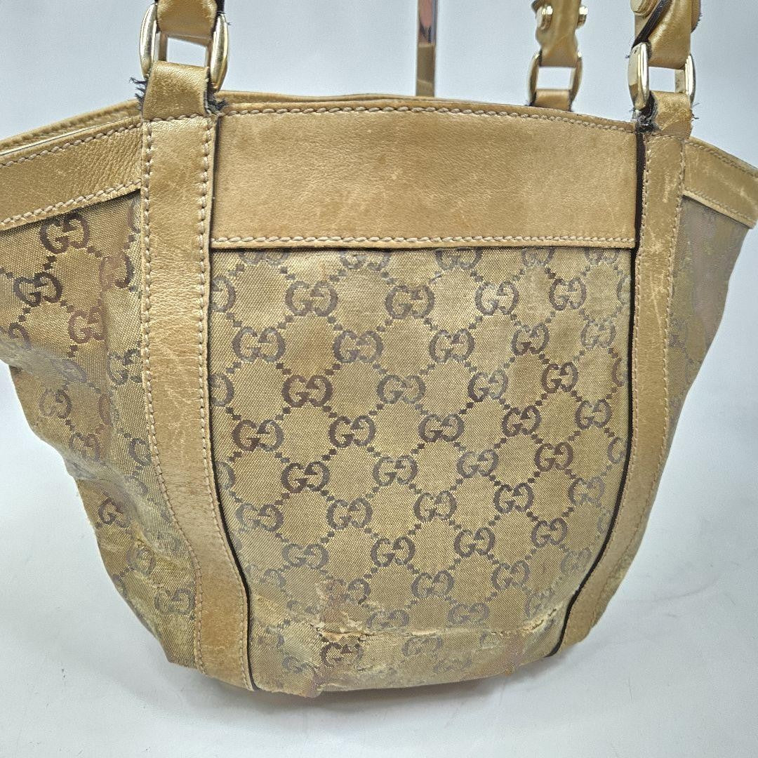 GUCCI Hand Bag Tote Purse GG Leather Authentic