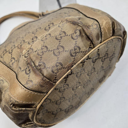 GUCCI Hand Bag Tote Purse GG Leather Authentic