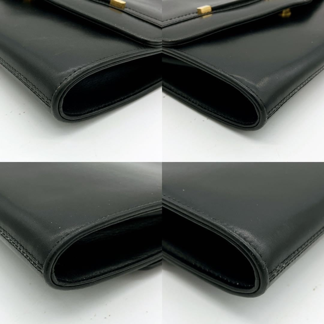 GUCCI Shoulder Bag Purse GG Leather Black Authentic