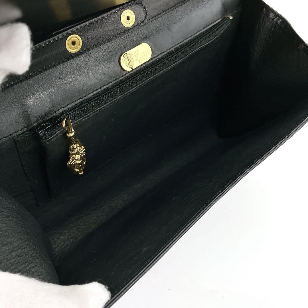 GUCCI Shoulder Bag Purse GG Leather Black Authentic