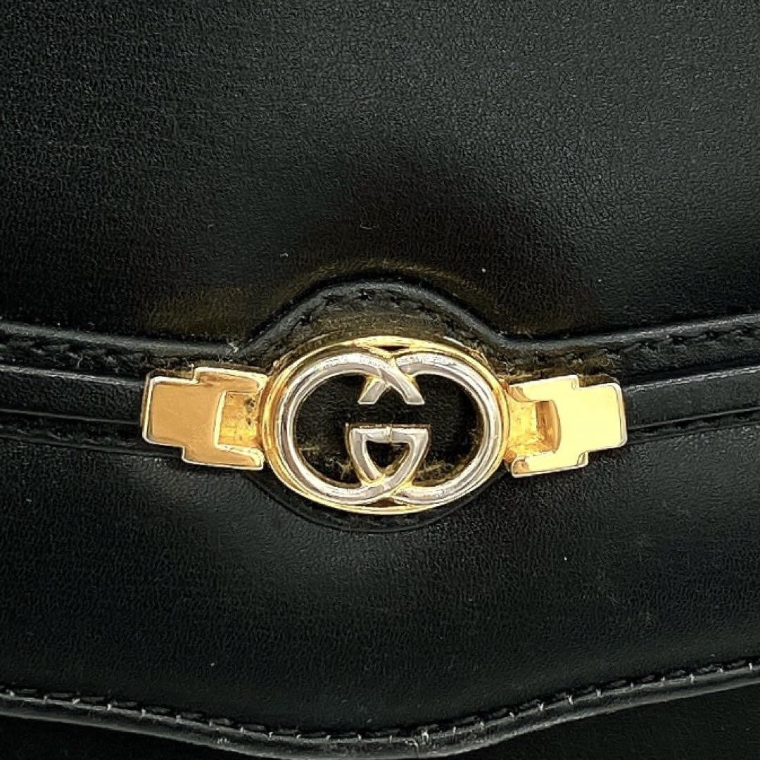 GUCCI Shoulder Bag Purse GG Leather Black Authentic