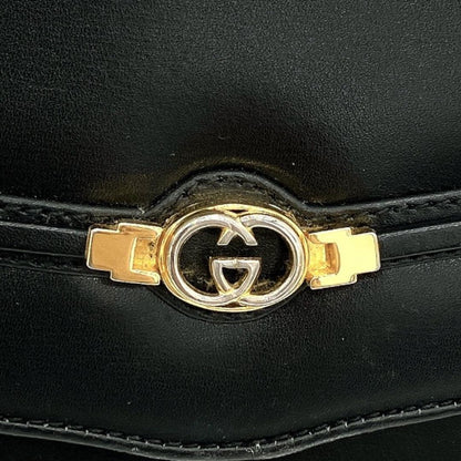 GUCCI Shoulder Bag Purse GG Leather Black Authentic