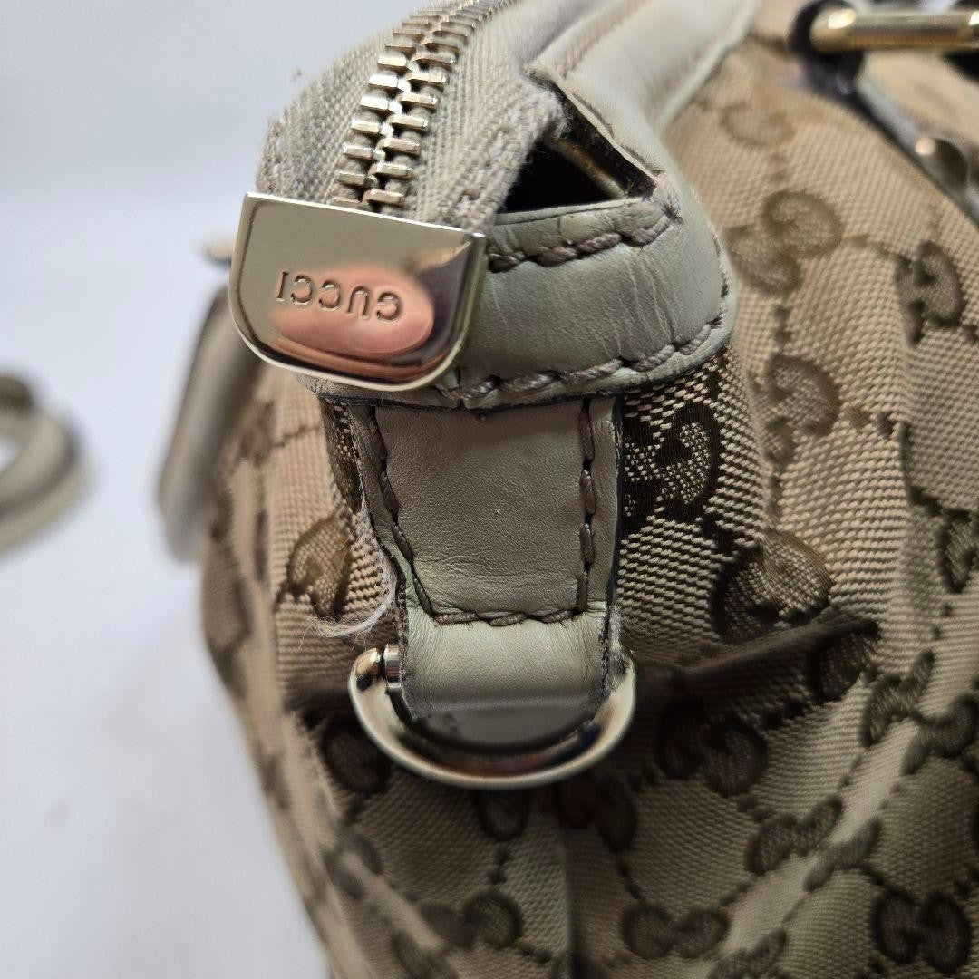 GUCCI Hand Shoulder Bag Tote Purse 2way GG Canvas Leather Authentic