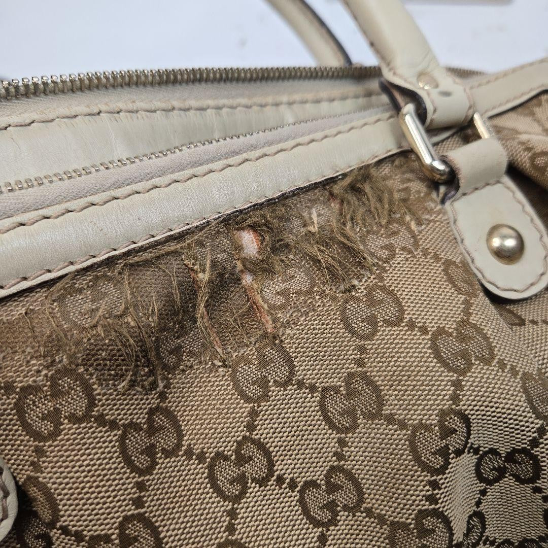 GUCCI Hand Shoulder Bag Tote Purse 2way GG Canvas Leather Authentic