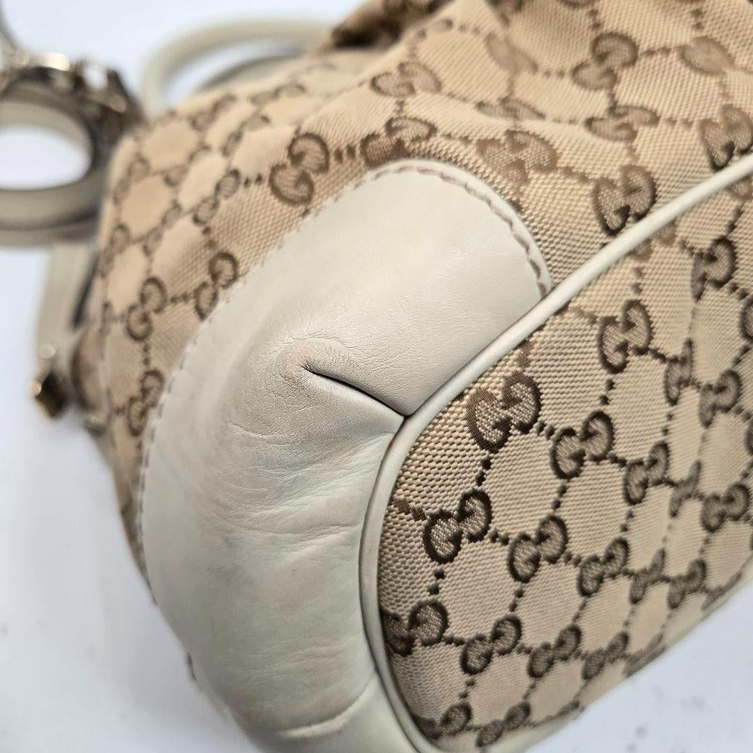 GUCCI Hand Shoulder Bag Tote Purse 2way GG Canvas Leather Authentic