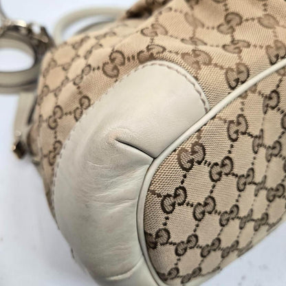 GUCCI Hand Shoulder Bag Tote Purse 2way GG Canvas Leather Authentic