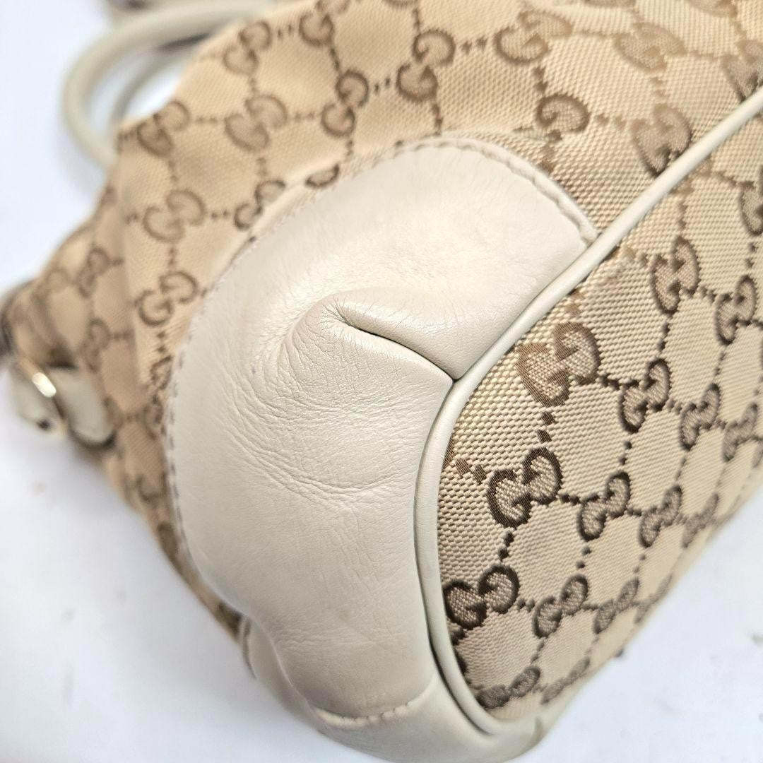 GUCCI Hand Shoulder Bag Tote Purse 2way GG Canvas Leather Authentic