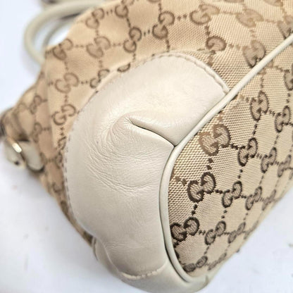 GUCCI Hand Shoulder Bag Tote Purse 2way GG Canvas Leather Authentic