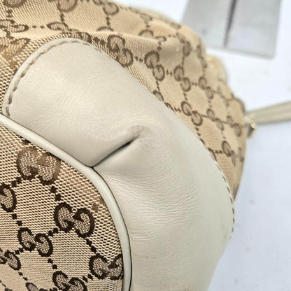 GUCCI Hand Shoulder Bag Tote Purse 2way GG Canvas Leather Authentic