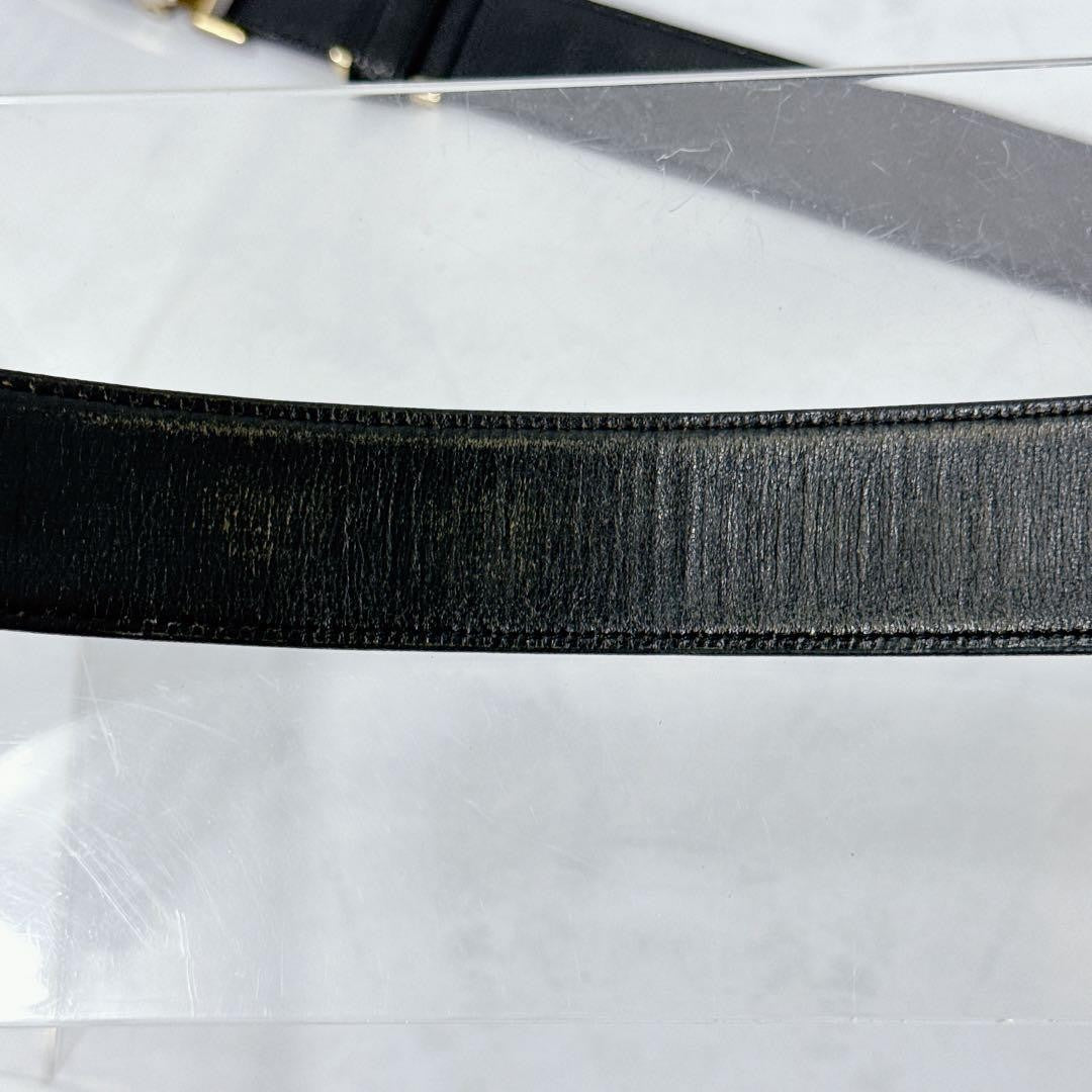 Saint Laurent Men's Belt YSL Cassandra Leather Black Authentic
