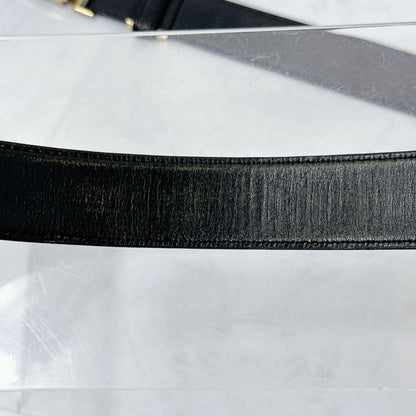 Saint Laurent Men's Belt YSL Cassandra Leather Black Authentic