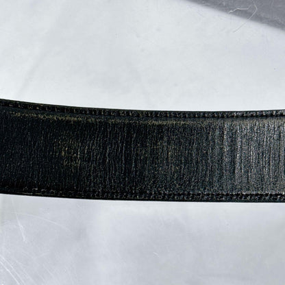 Saint Laurent Men's Belt YSL Cassandra Leather Black Authentic