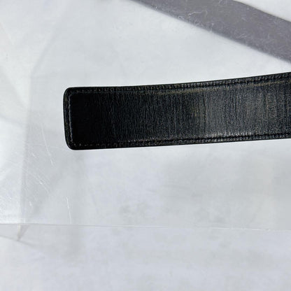 Saint Laurent Men's Belt YSL Cassandra Leather Black Authentic