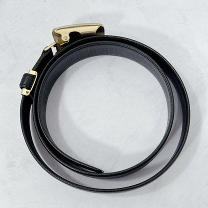 Saint Laurent Men's Belt YSL Cassandra Leather Black Authentic