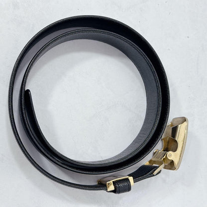 Saint Laurent Men's Belt YSL Cassandra Leather Black Authentic