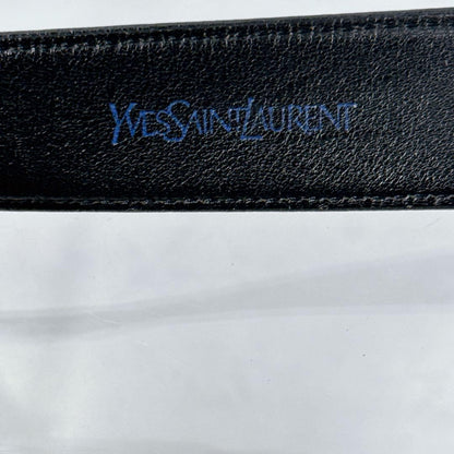 Saint Laurent Men's Belt YSL Cassandra Leather Black Authentic
