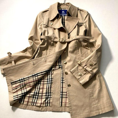 BURBERRY BLUE LABEL Coat Nova Check Asian fit M 38 US size S Beige Authentic