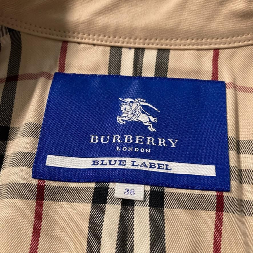 BURBERRY BLUE LABEL Coat Nova Check Asian fit M 38 US size S Beige Authentic